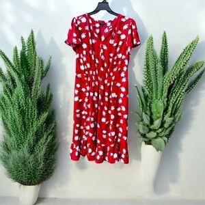 Talbots Red Floral Midi Dress